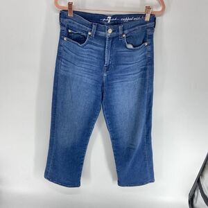 7 for all mankind Medium Wash Cropped wide leg high rise jeans denim Womens 28